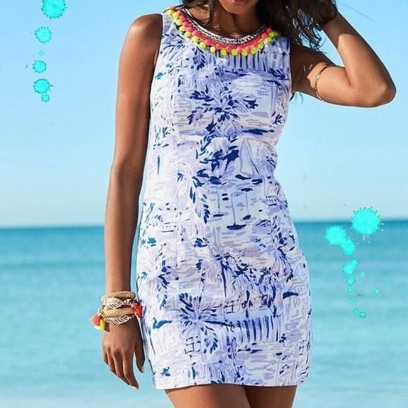 Lilly Pulitzer Dresses & Skirts - LILLY PULITZER Mila Shift Tiki Dress Rock The Dock Pom Pom Purple {T50}